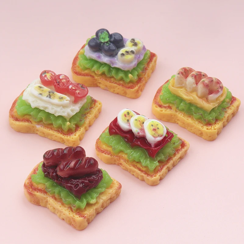 10/100Pcs Miniature Sweet Blueberry Hot Dog Toast Resin Cabochon Fake Food for Decor Making Accessories DIY Dollhouse Supply