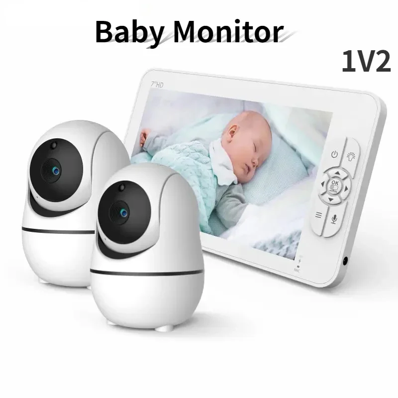 Baby Monitor Wireless 7-inch HD Baby Care LCD Infrared Night Vision 2-way Call 8 Lullabies Temperature Monitor Two-way Intercom