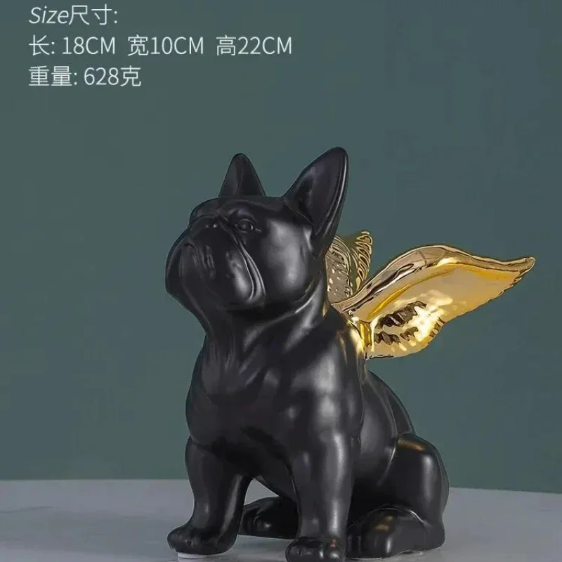 Ceramic Animal Sculpture Bulldog Poodle Crafts Figurine Desktop Decoration Electroplating Golden Abstract Dog