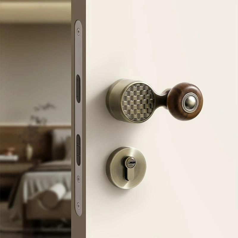 New Chinese Style Bedroom Door Handle Retro Interior Magnetic/silent Wooden Door Split Lock