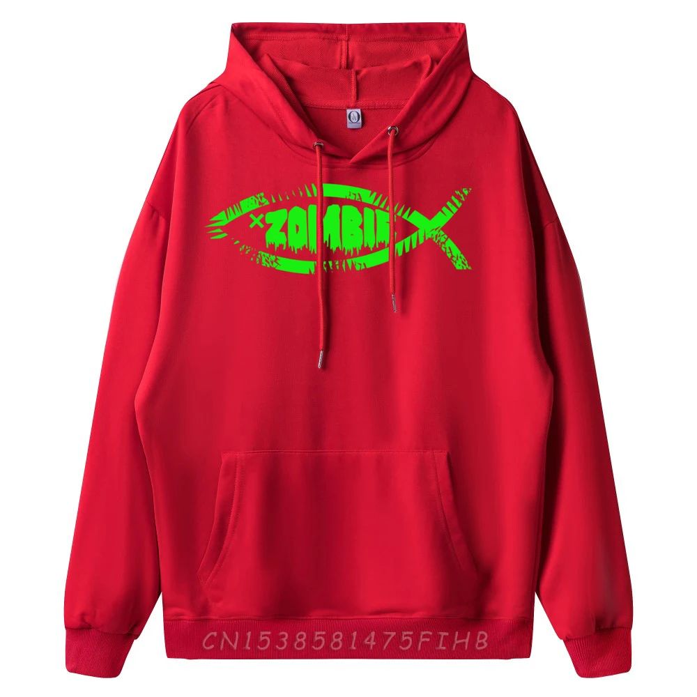 Zombie Darwin Evolution Fish Atheists Nonbeliever Plain Pullover Hoodies Wholesale Skin-Friendly And Soft Hoodie Men