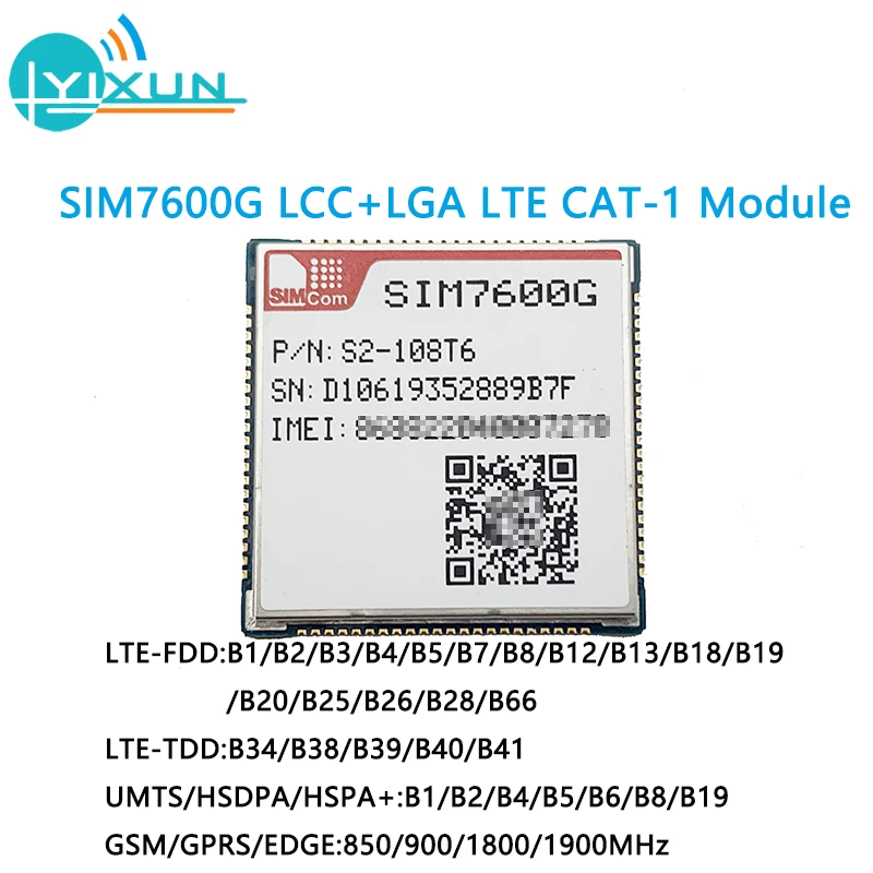 SIMCOM SIM7600G LCC+LGA package Multi-Band LTE-FDD/LTE-TDD/HSPA+ and GSM/GPRS/EDGE LTE CAT-1 module Downlink 10Mbps Uplink 5Mbps