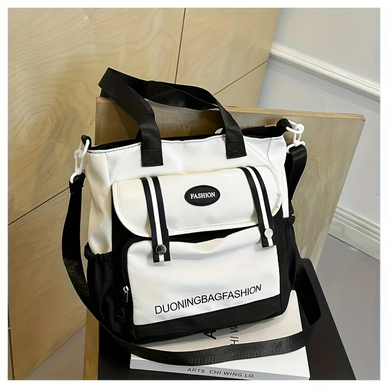 Student Canvas Crossbody Bag Large Capacity Handheld Tote School Book Bag Durable Canvas Satchel for  Travel Daily Use