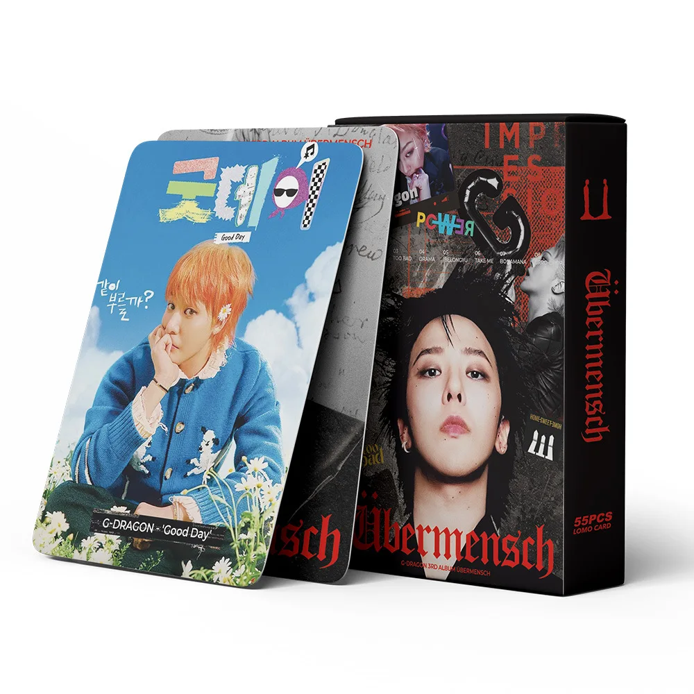 55 قطعة/المجموعة G-DRAGON Idol ألبوم جديد Overmensch Lomo بطاقات HD Printd Photocards عالية الجودة بطاقات بريدية BIGBANG المشجعين جمع هدية