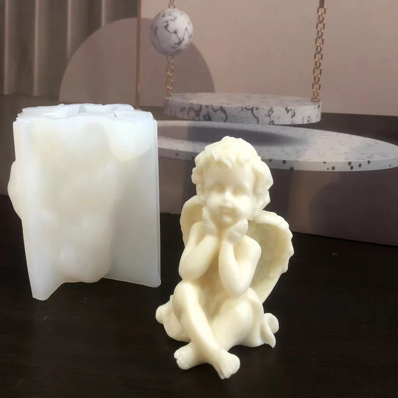 3D Large Angel Silicone Molds Cute Angel Wings Baby Portrait Candle Resin Crafts Plaster Mold DIY Soap Ice Cube Baking Tool