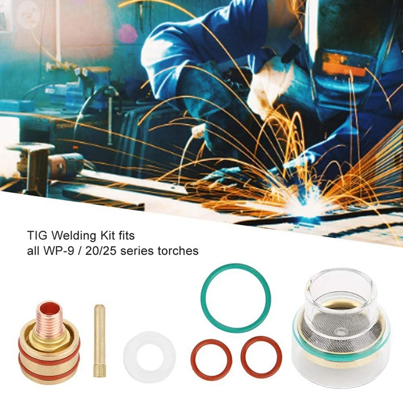 TIG Gas Lens Collet consumabile Kit torcia per saldatura TIG con anello in plastica bianca modello per WP9 WP20