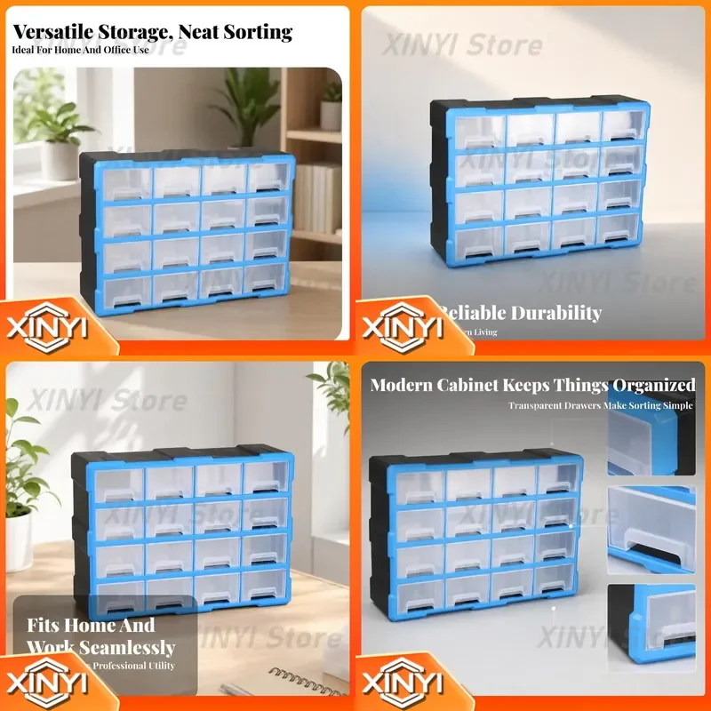 Small Parts Organizer Cabinet for Desktop Pull-out Drawers Plastic Translucent Storage Drawer Cabinet for Hardware Tools