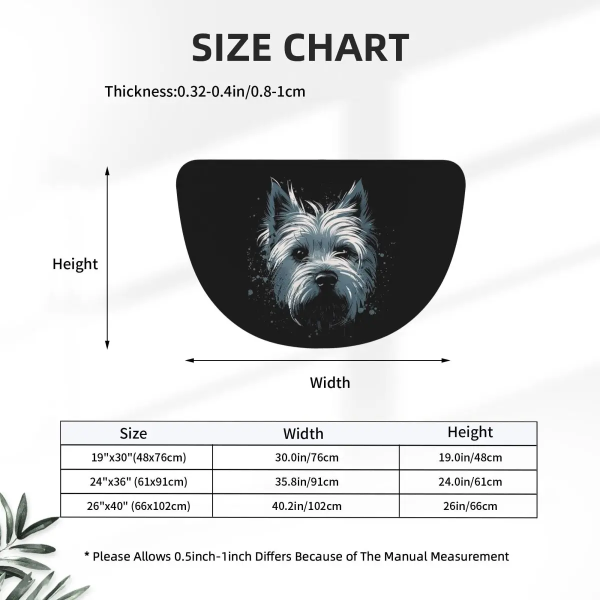 Westie Dog West Highland White Terrier Soft Flannel Half Round Doormat Non Slip Bathroom Mat Absorbent Floor Carpet for Garage