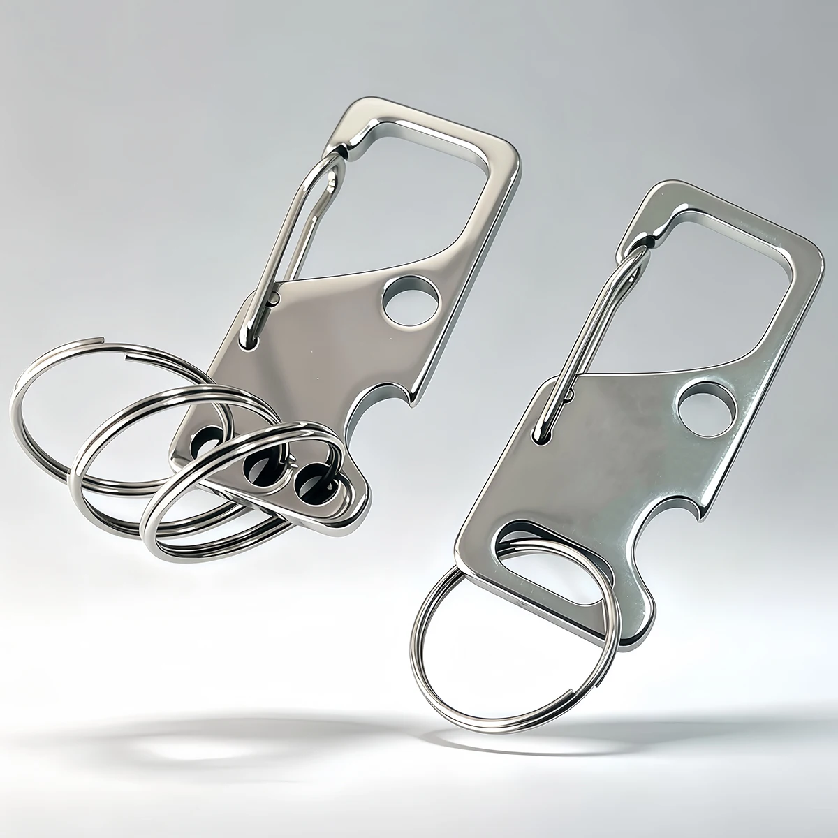 2 Stück 304 Edelstahl Schlüsselanhänger Flaschenöffner Karabiner Metall Autoschlüsselanhänger Bieröffner Anhänger Taillen-Hängeanhänger – Detail 1