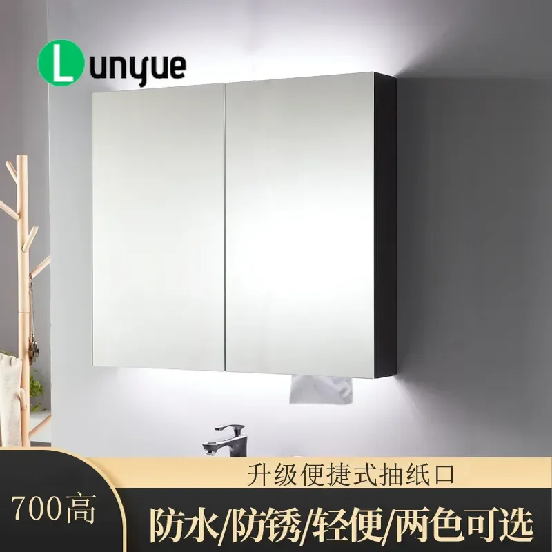 Space Aluminum Bathroom Mirror Cabinet with Light Alloy Wall Mounted Storage Locker for Toilet Vanity Combination Unit Modern