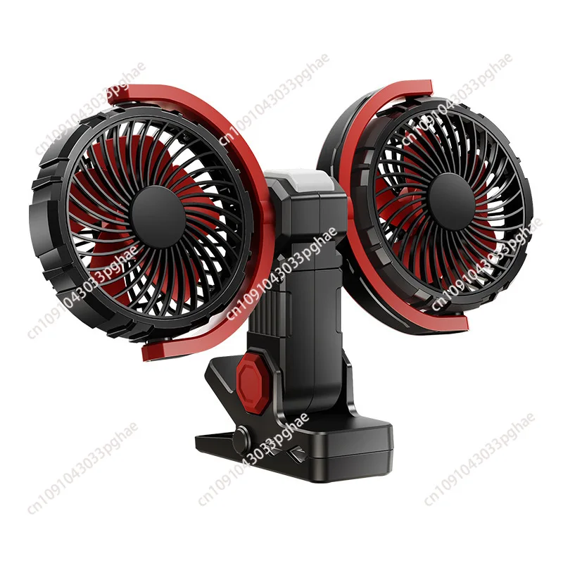 

Car Clip Dual Head Fan 4000mAh 3-Speeds Two Light Modes USB Rechargeable 360° Rotatable Desktop Cooling Air Fan