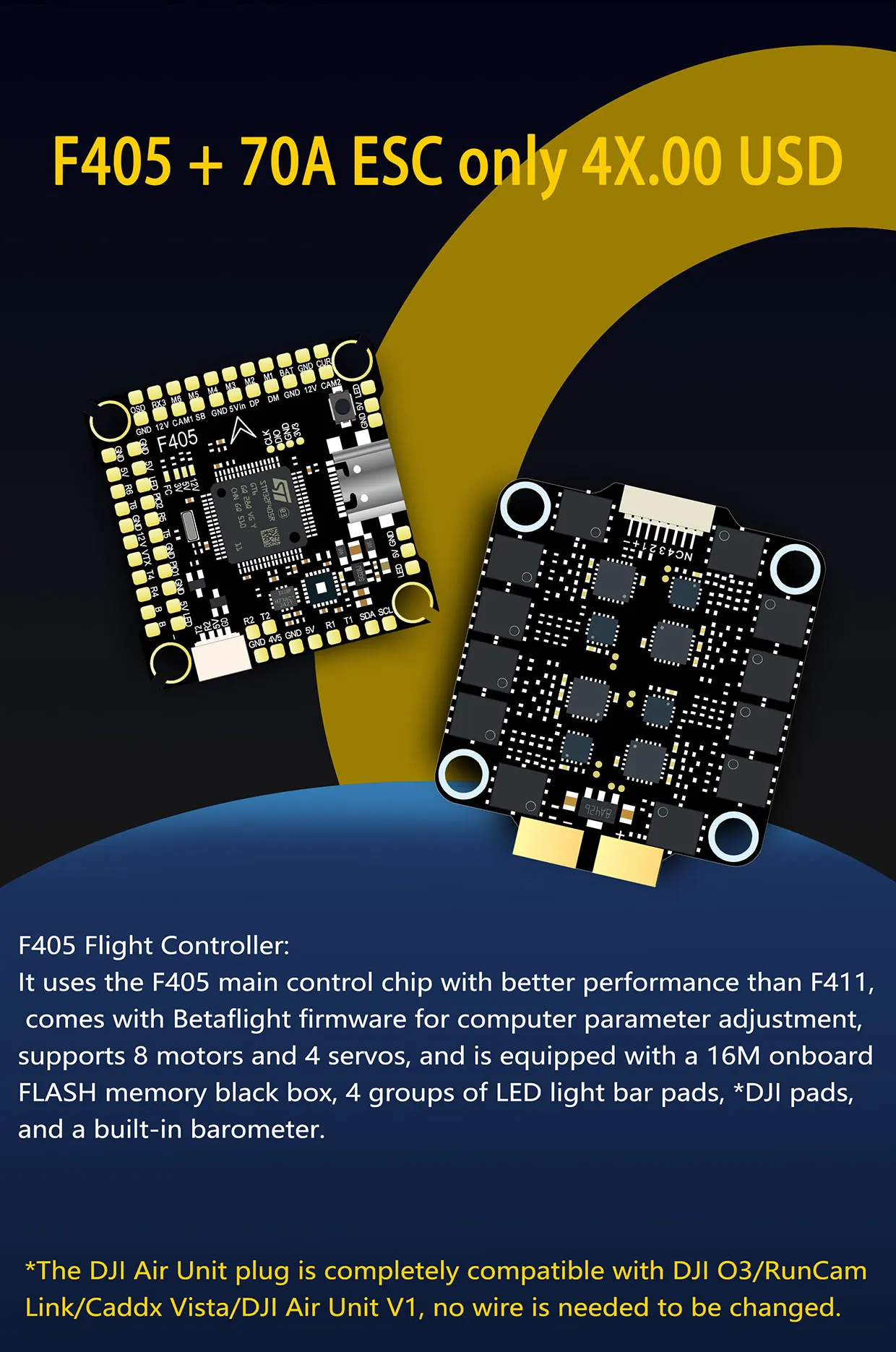 DAKEFPV F405 55A Stack 30,5X30,5mm ICM42688P BLS55A 4in1 ESC 3-6S FC&ESC INav Betaflight Konfigurierbar – Detail 3