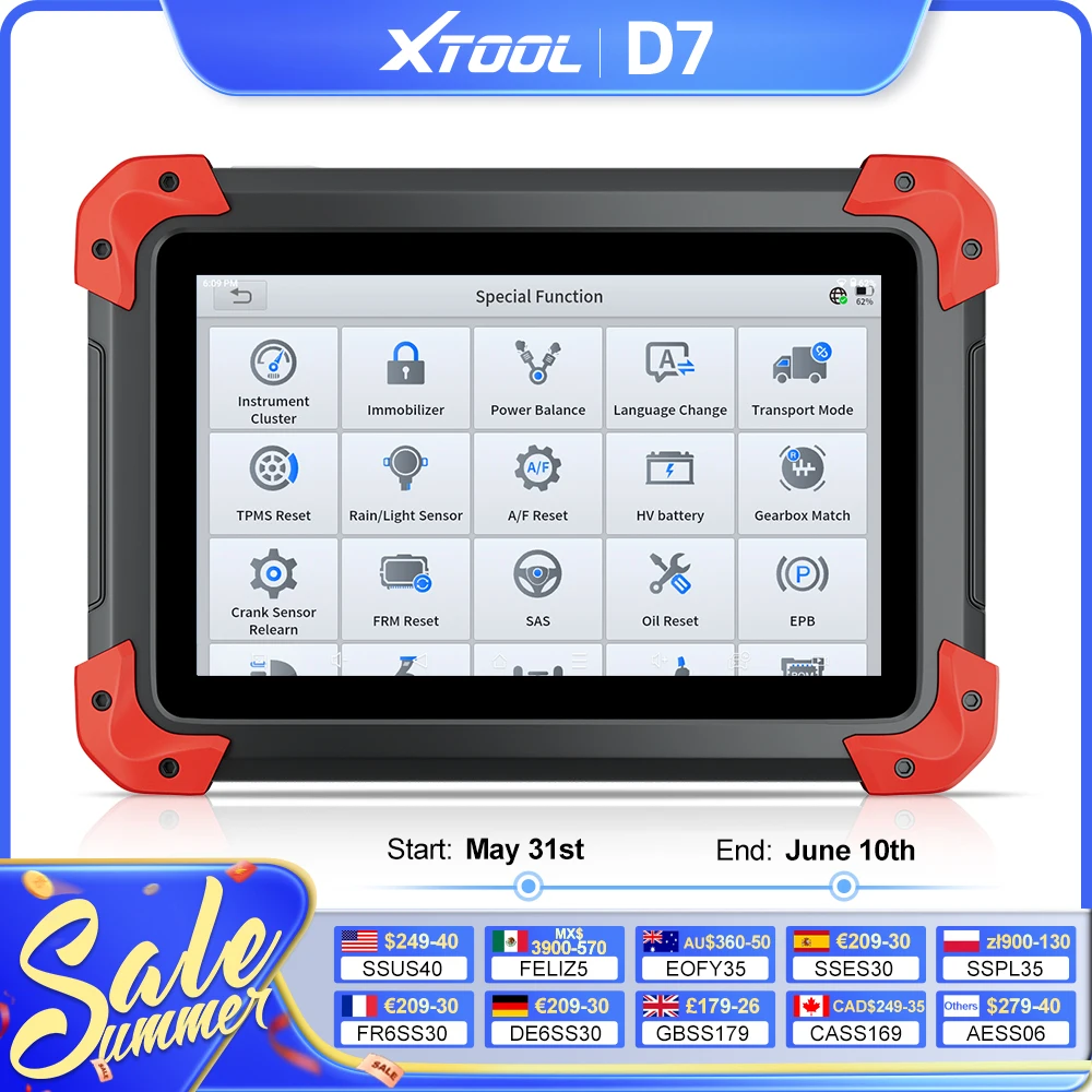 XTOOL D7 OBD2 Scanner All System Diagnostic Tools Key Programming ECU Coding Active Test 36+ Services CAN FD 3 Year Free Update