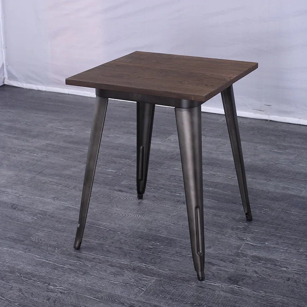 5 chairs, Solid wood dining table, industrial style retro, old wrought iron for 2 people, barbecue restaurant, fast food