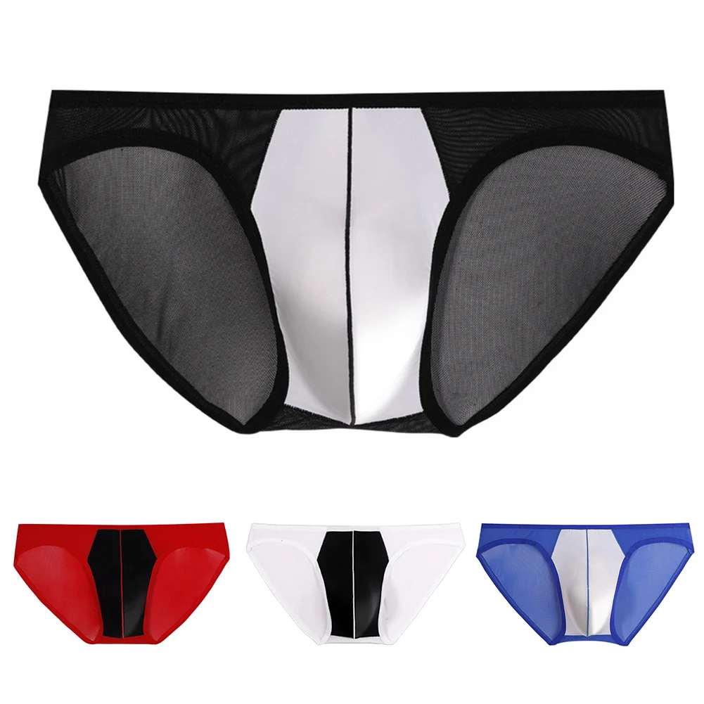 

Men Mesh Breathable Sheer Underwear Sexy Briefs Low Rise Thin Panties Transparent U Pouch Underpants