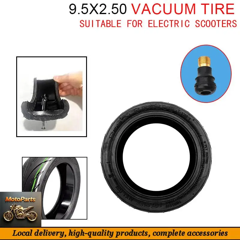 

High Elastic CST 9.5x2.50 Tubeless Vacuum Tire Anti-Puncture Jelly Rubber Road Tyre with Straight Valve Stem for 9.5inch Foldable Scooter