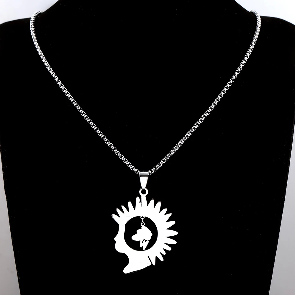 Herren Old Punk Stachelhaar-Mohawk-Halskette aus Edelstahl, Brainstorming Mohican Hahnenkamm Kunst Party Halskette Schmuck – Detail 7