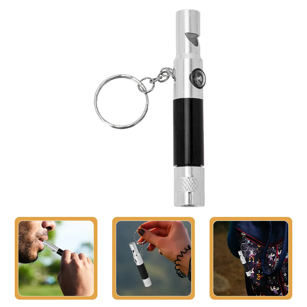 Sturdy Aluminum Alloy Survival Whistle with Compass Flashlight Keychain Loud Crisp Sound Emergency Outdoor Hiking Camping Tool