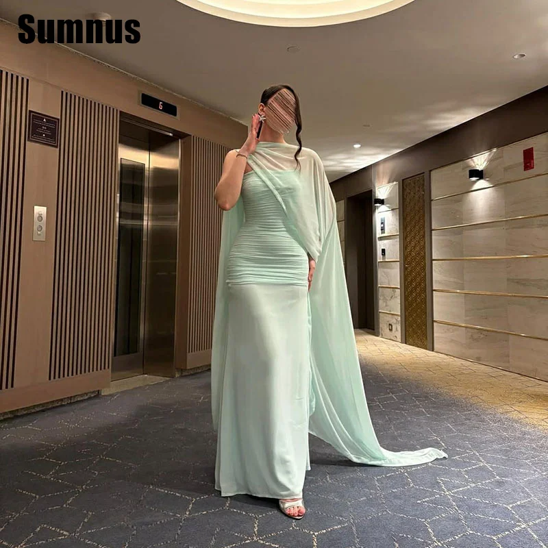 Sumnus فساتين سهرة أنيقة بحورية البحر ثنيات بفتحة جانبية بدون أكمام مناسبة رسمية فساتين Fساتين Shiret مخصصة