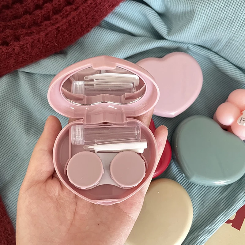 Cute Candy Colored Contact Lens Case Mirror Companion Box Travel Easy Carry Storage