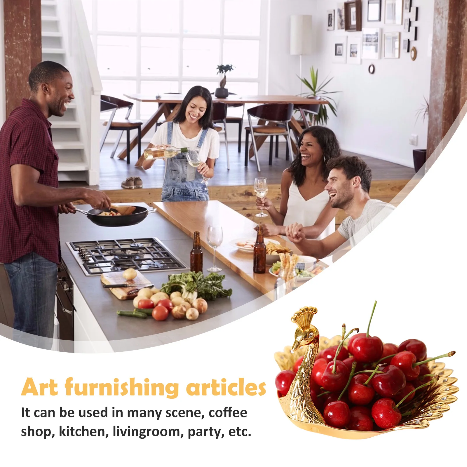 

Metal Rhinestone Peacock Shaped Fruit Plate Golden Plated Decorative Bowl Home Furnishing Articles Storage Fruit Plate