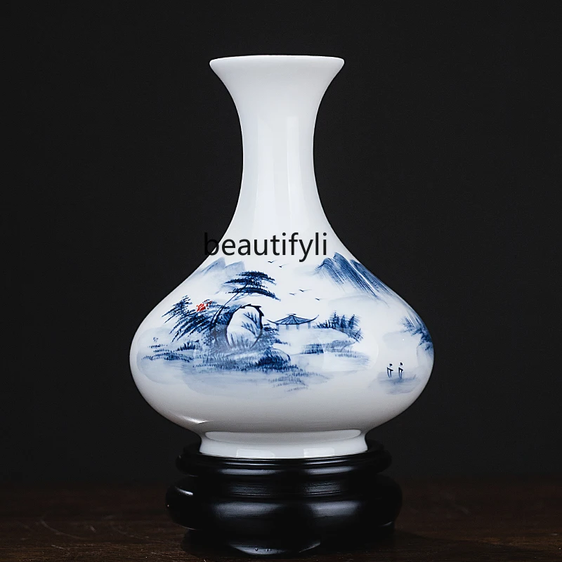 

High-End Hand-Painted Rich Small Vase Decoration Ceramic Living Room Flower Arrangement New Chinese Style Home Classical