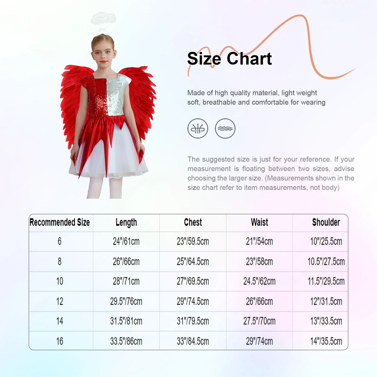 Dziewczęca 3-częściowa sukienka: pół-angiel, pół-démon, cekiny, kwadratowy dekolt, bez rękawów, metaliczny połysk, asymetryczna sukienka z opaską i skrzydłami.
