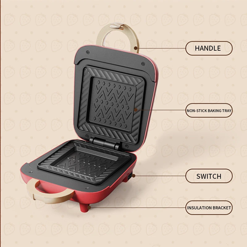 Mini Waffle Machine, Multi functional Cooking Sandwich Machine, Home Breakfast Machine, Double sided Pressure Bakery Machine