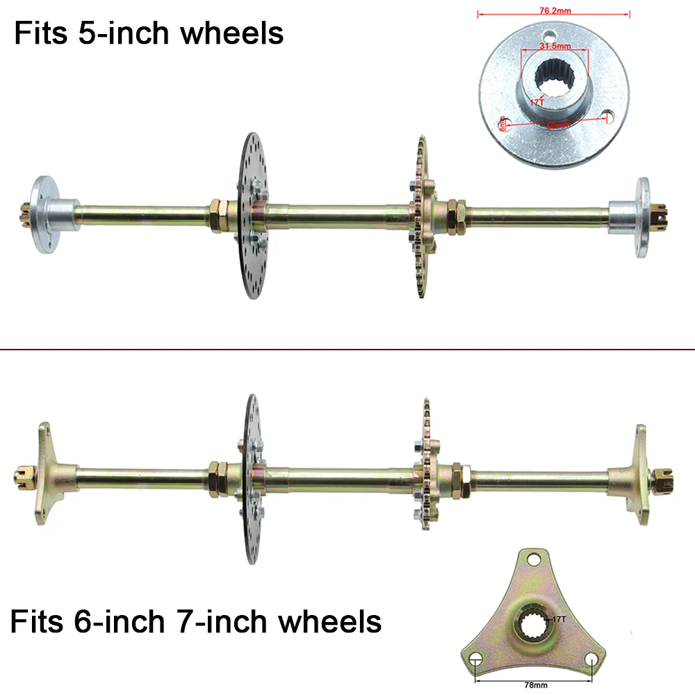 Complete 610mm Rear Axle With Brake Assembly For DIY 49cc 50cc 70cc 90cc 110cc Gas Electric Kids ATV Go Kart Quad Buggy Parts - view 2