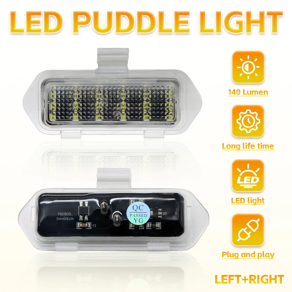 2pcs For Escalade Silverado Suburban Sierra Tahoe 2003-2006 White LED Under Side Rearview Mirror Puddle Lights Courtesy Lamp view 5