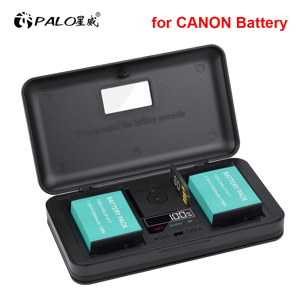 PALO LCD Storage Case Charger For CANON LP-E6 LP E6N LP E6NH LPE5 LP-E8 LP-E10 LP-E12 LP-E17 BP 511 NB-2L NB-10L Battery Camera