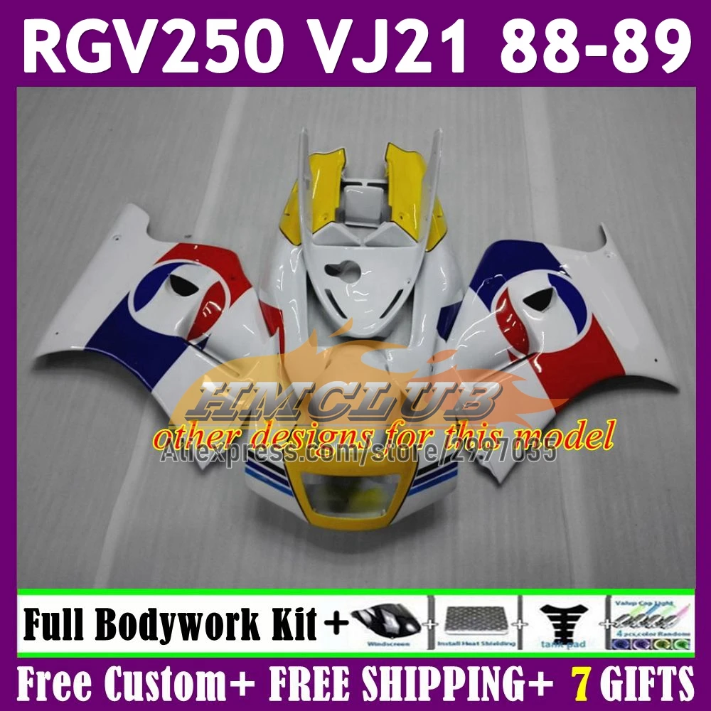 هيكل لسوزوكي مخزون أبيض SAPC VJ21 RGV250 VJ 21 هيكل السيارة 58 رقم 189 RGVT-250 RGV-250 1988 1989 RGV 250 RGVT250 88 89 Fairings