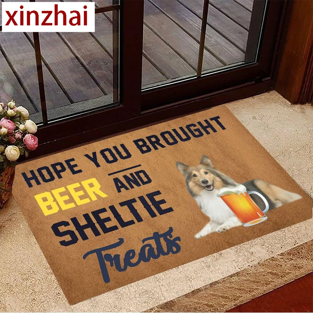 CLOOCL Hope You Brought Beer and Pug Treats Doormat Inside Door Mats Gifts for Pug Lovers 3D Print Non-slip Carpet Home Decor