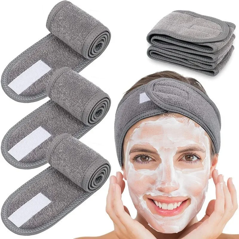 1 PC Makeup Hairband Eyelashes Extension Spa Facial Headband Makeup Wrap Head Terry Cloth Headband Stretch Towel with Magic Tape