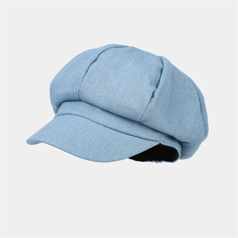 Chapeaux octogonaux monochromes en denim pour femmes et hommes, bérets, chapeau de peintre, bonnet, quatre saisons, 18