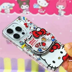 Cartoon Cute Hello Kitty Bow Magsafe Wireless Charge Phone Case For iPhone 11 12 13 14 15 16 Pro Max X 7 8Plus KT Magnetic Stand