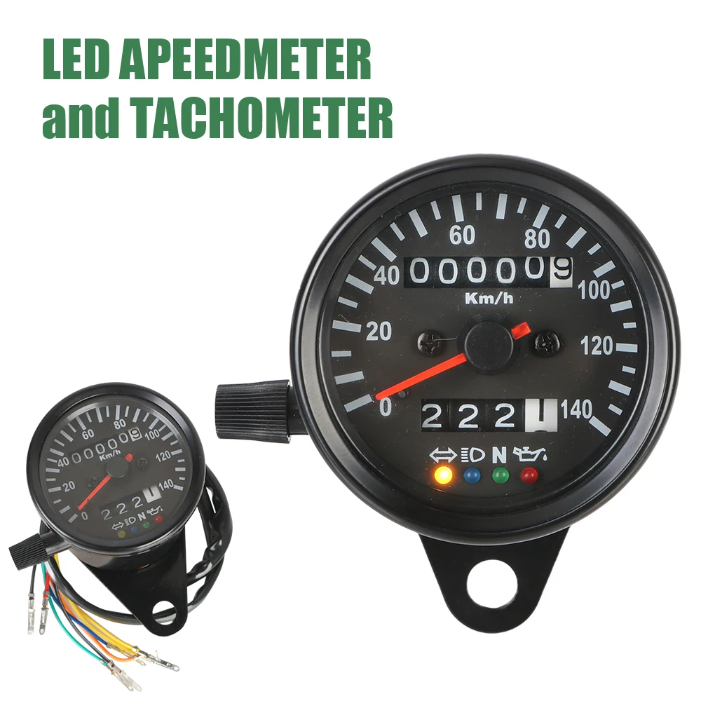 Odometer Gauge with LED Signal Light Universal 12V Backlight Indicator for Cafe Racer Motorbike Motorcycle Speedometer