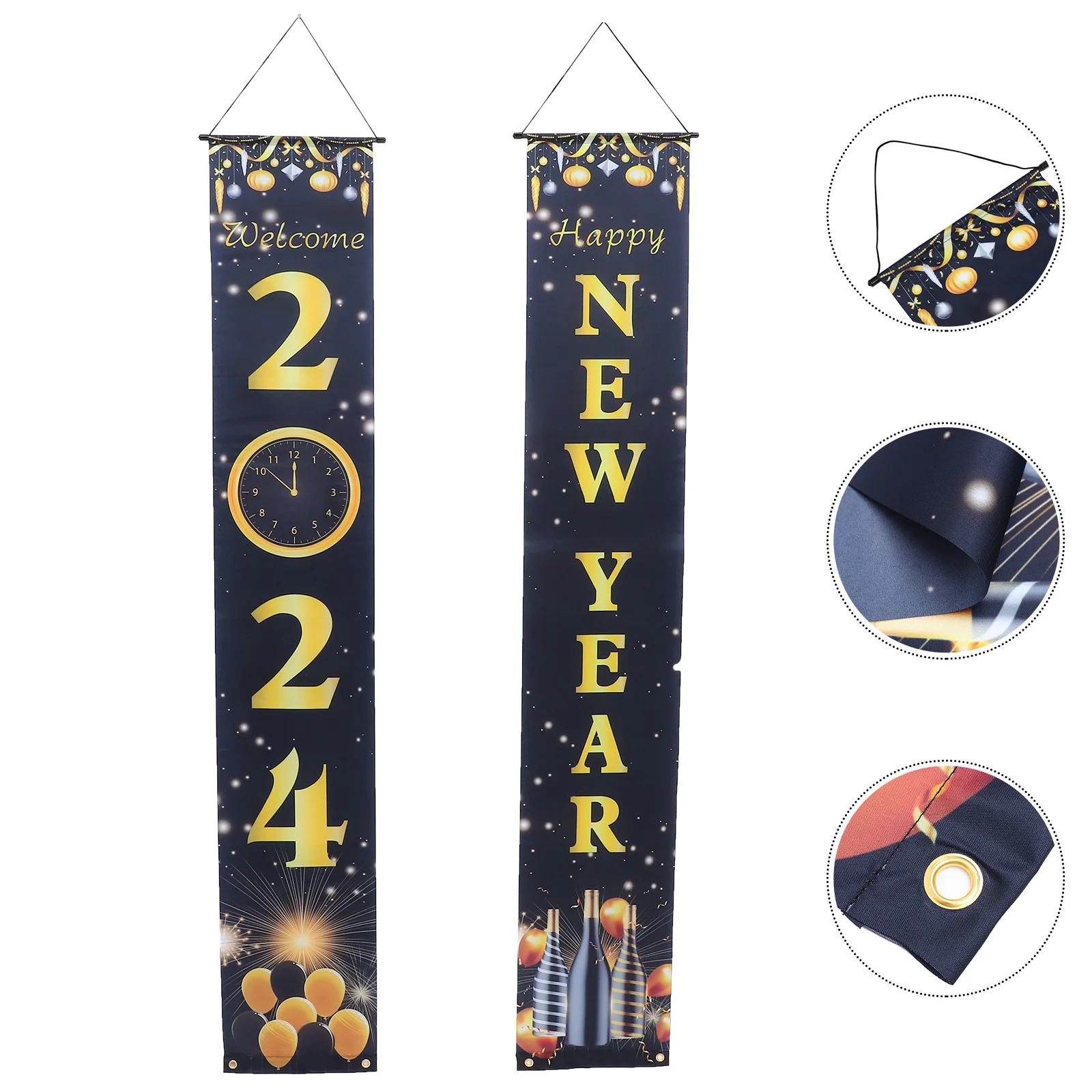 

1 Pair 2024 New Year Porch Couplet Festival Door Banner Decorative Hanging Sign Lightweight Indoor Outdoor Party Decoration Door