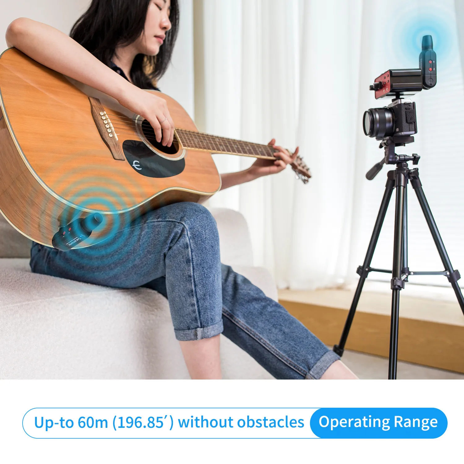 Sarasmonic Blink800 B3 5.8GHz Digital Wireless Microphone for Guitars Audio Mixers Instruments Amplifiers Streaming Recording