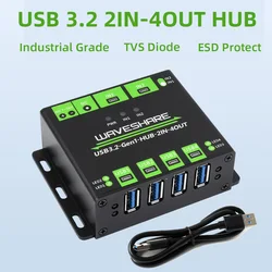 Industrial Grade USB HUB 4 x USB 3.2 Ports Switchable Dual Hosts 2 to 4 USB Adapter Up to 5Gbps Multi Protection for Mac Windows