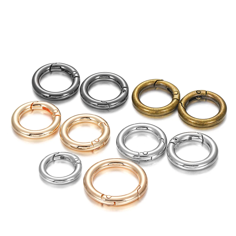 5Pcs/lot Metal O Ring Spring Clasps Openable Round Carabiner Keychain Bag Clips Hook Dog Chain Buckles Connector For DIY Jewelry