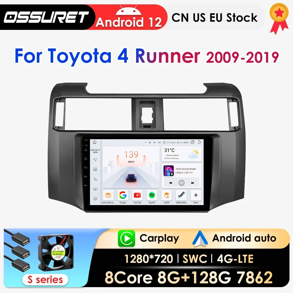 

OSSURET Carplay Android Auto Авто Радио для Toyota 4Runner 2009-2019 Автомобильные интеллектуальные системы Автомобильный мультимедийный GPS Авторадио 7862