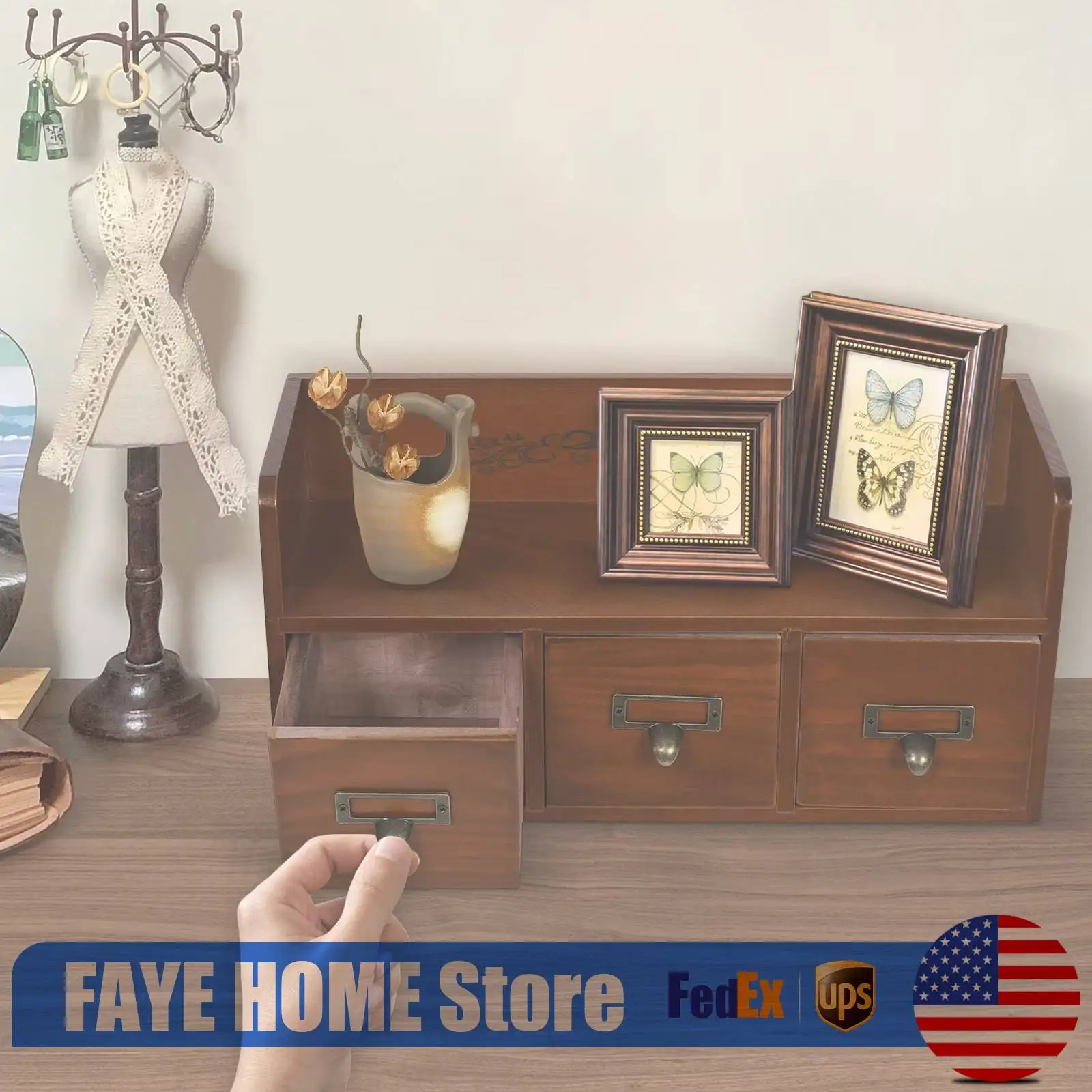 

Desktop Organizer, Desk Organizer Cabinet with 3 Compartments, Desktop File Organizer for Home Office, Letter Tray