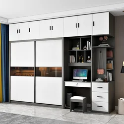 Solid Wood Wardrob  2023 New Modern Simple Closet Desk Combination Bedroom Cabinet Home Furniture