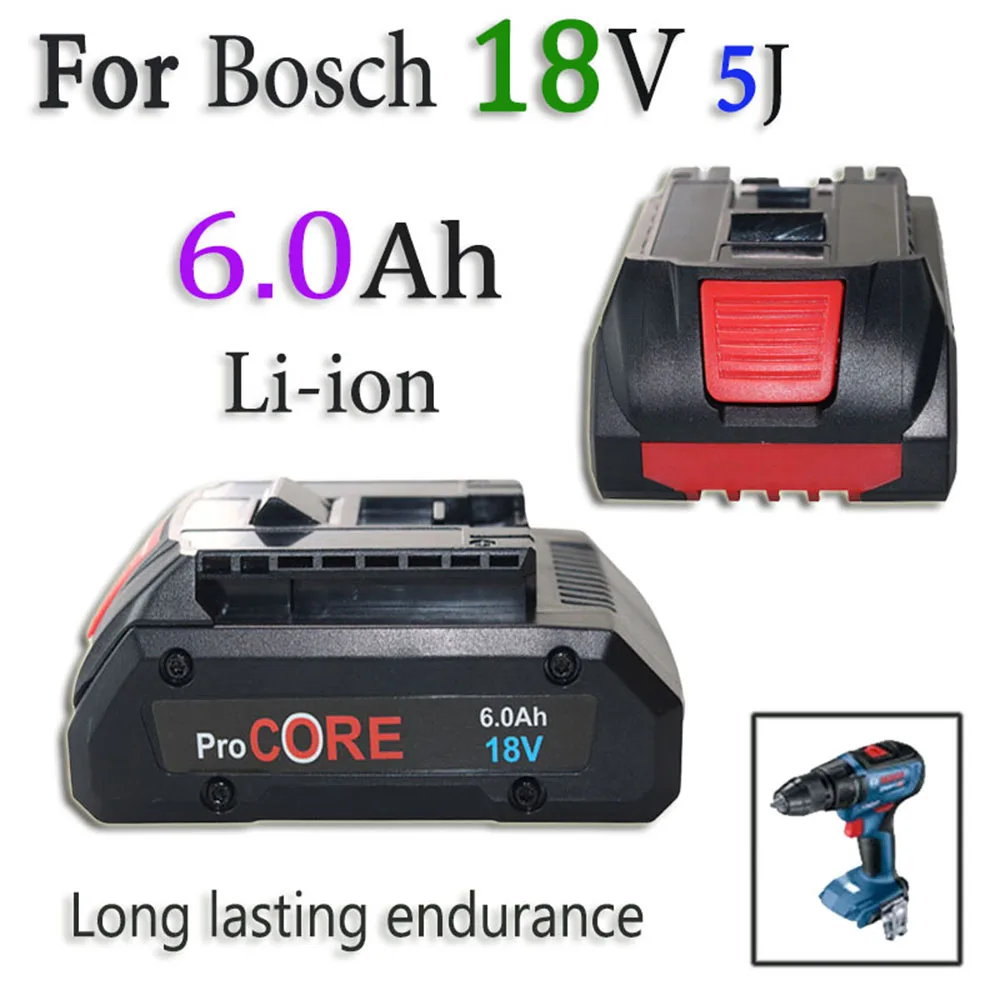 

For Bosch 18V 6.0Ah 21700 5J Li-ion Battery，Compatible BAT609 BAT618 GBA Electric Tools Replacement