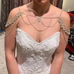 Rhinestone Multi-layered Shoulder Chain Jewellry Elegant Necklace Body New Wedding Accessories Decoration Party Bride Dress 2024