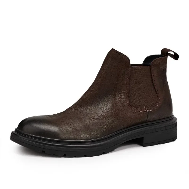 New Autumn Winter Cow Suede British Men  Boots All-match Cowhide Men's Genuine Leather Riding Boots Casual Shoes Male