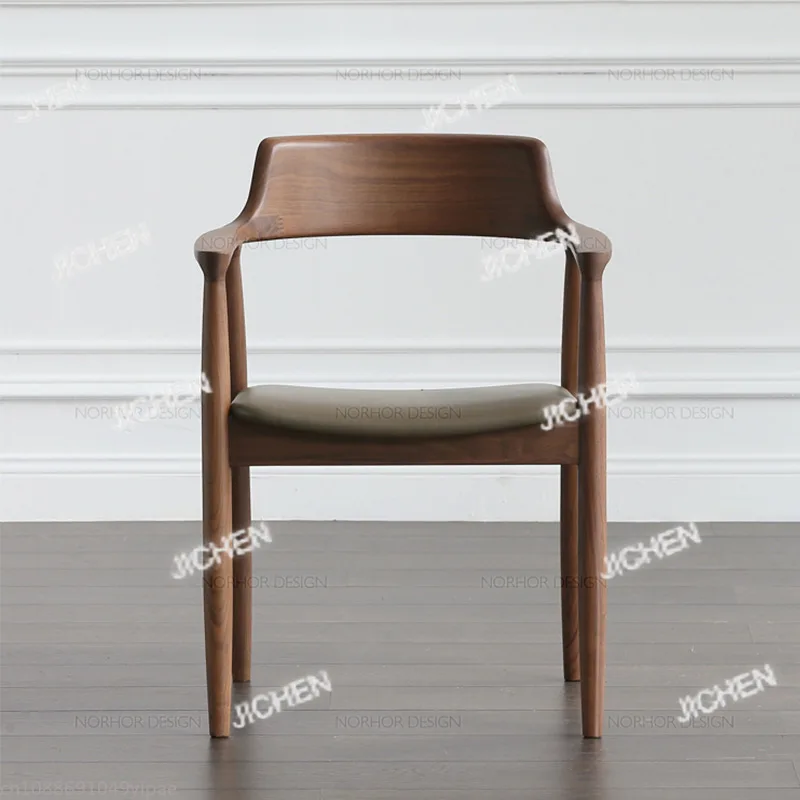 

JC Solid Wood Chair Hiroshima Chair Ash Log Armrest Backrest Chair B&B Cafe Reception Hotel Dining Home Furniture