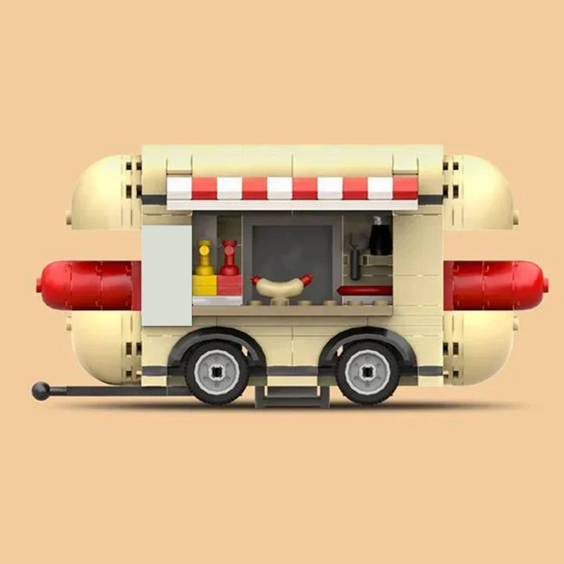 Décennie s de construction MOC Street View pour enfants, modèle Hot Dog, camion de restauration rapide, briques techniques, assemblage de bricolage, jouets célèbres, cadeaux de vacances