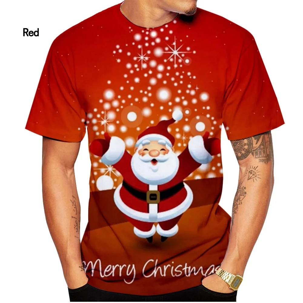 New Fashion Christmas 3d Printing T-shirt Men\'s and Women\'s Casual Short-sleeved T-shirt